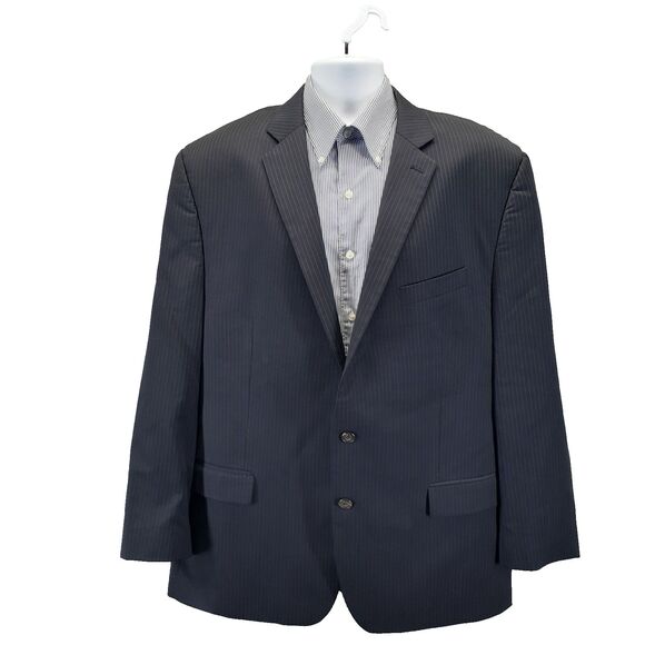 Ralph Lauren Blazer Dillard's Navy Blue Pinstripe Men's Classic Wool Jacket 50R - Picture 1 of 16